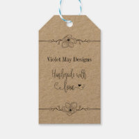 Handmade with Love Floral Border Rustic Kraft