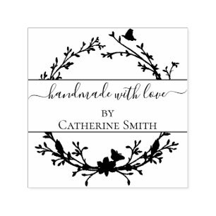 Handmade with Love flower Rubber Stamp