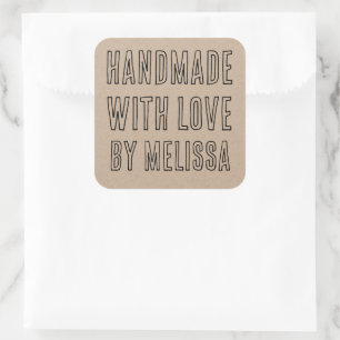 Handmade With Love Handwritten Script Sticker
