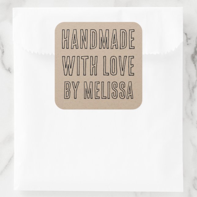 Handmade With Love Handwritten Script Sticker (Bag)