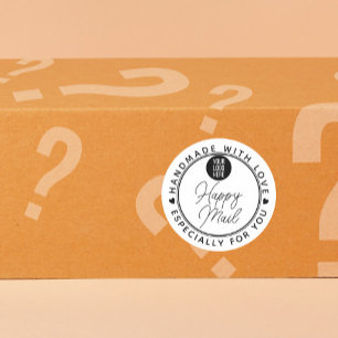 Handmade With Love happy mail small business Classic Round Sticker