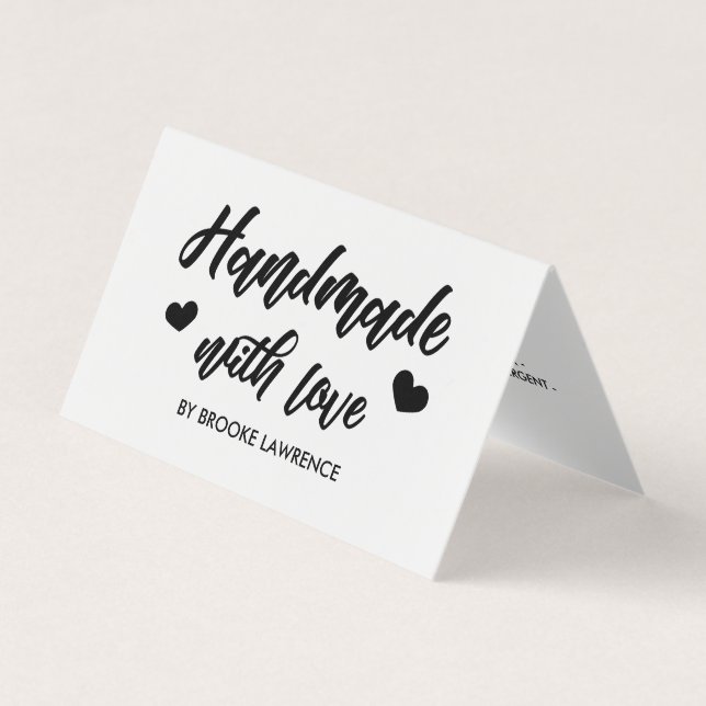 Handmade with Love Heart - Care Instructions Business Card (Front)