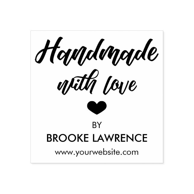 Handmade with Love Heart & Name Rubber Stamp (Imprint)