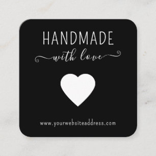 Handmade With Love Heart Social Media QR Code Logo Square Business Card