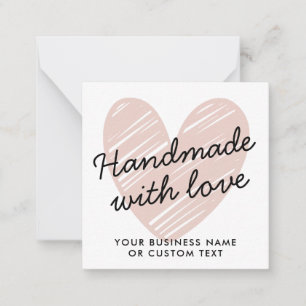 Handmade with Love Heart Thank You Jewellery Care Card