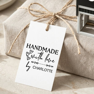 Handmade With Love Hearts Elegant Script Foliage Self-inking Stamp