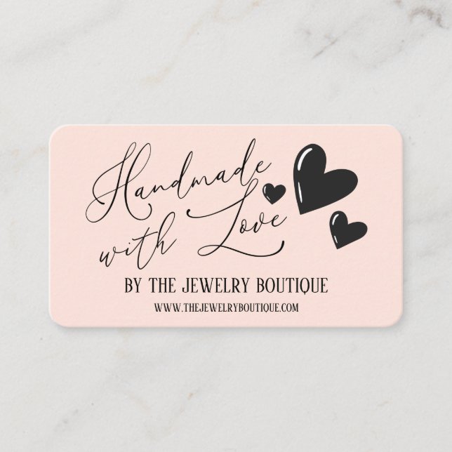 Handmade With Love Hearts Script Etsy Home Crafter Business Card (Front)