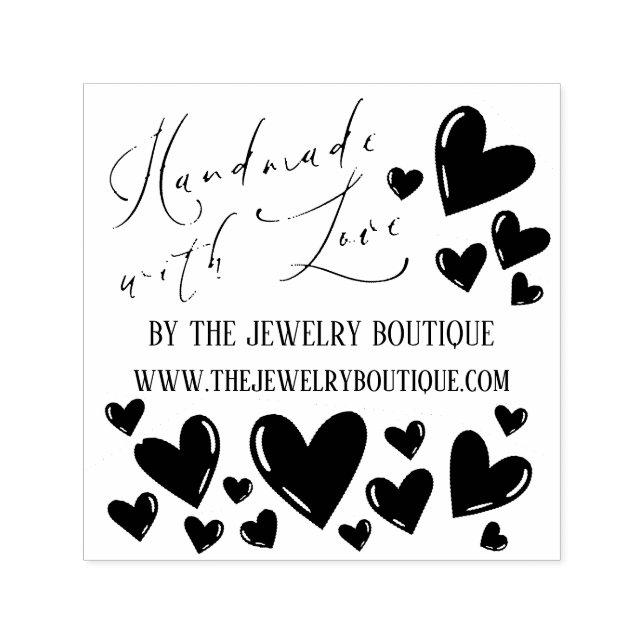 Handmade With Love Hearts Script Etsy Home Crafter Self-inking Stamp (Design)