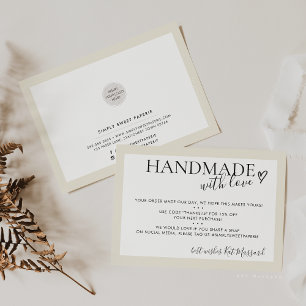HANDMADE WITH LOVE insert modern chic ivory cream Thank You Card