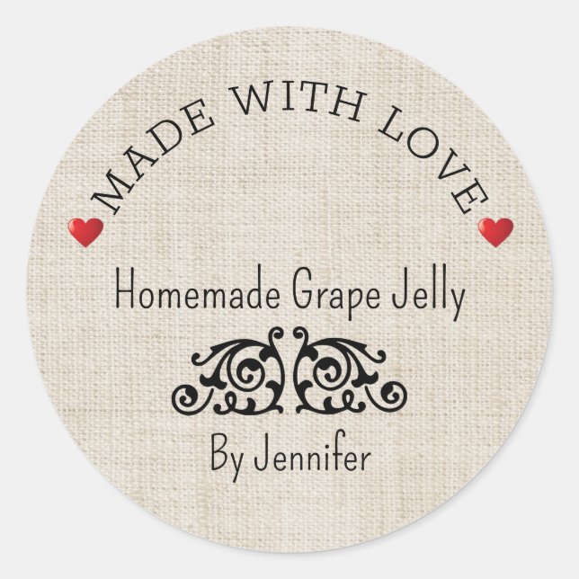 Handmade With Love Jam Label Hearts (Front)