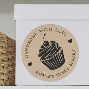 Handmade with Love Kraft Homemade Cake Baking Classic Round Sticker