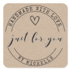 Handmade With Love Kraft Personalised Sticker