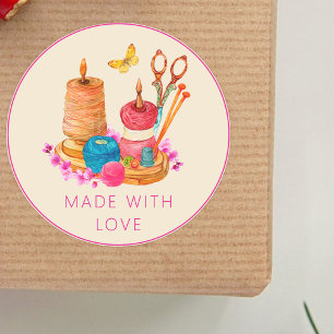 Handmade with Love l Seamstress Sewing Dressmaker Classic Round Sticker