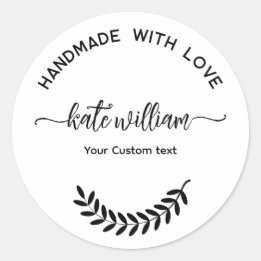Handmade with love laurel leaf Product label