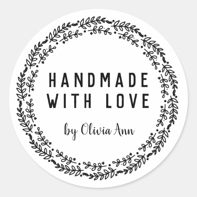 Handmade with Love Laurel  Personalised Sticker (Front)