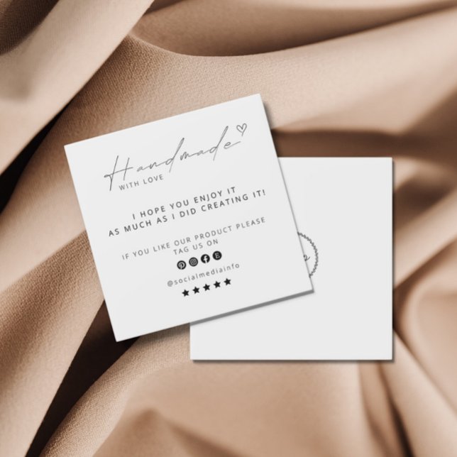 Handmade With Love Logo Small Business Socialmedia Square Business Card (Creator Uploaded)