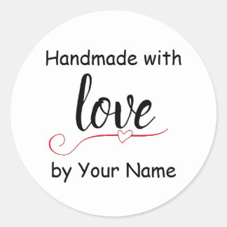 Handmade with love modern label heart sticker 