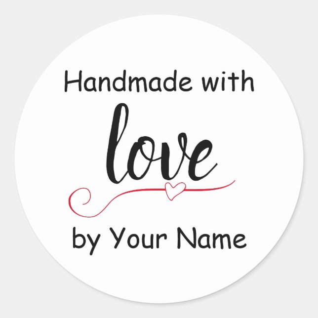 Handmade with love modern label heart sticker  (Front)