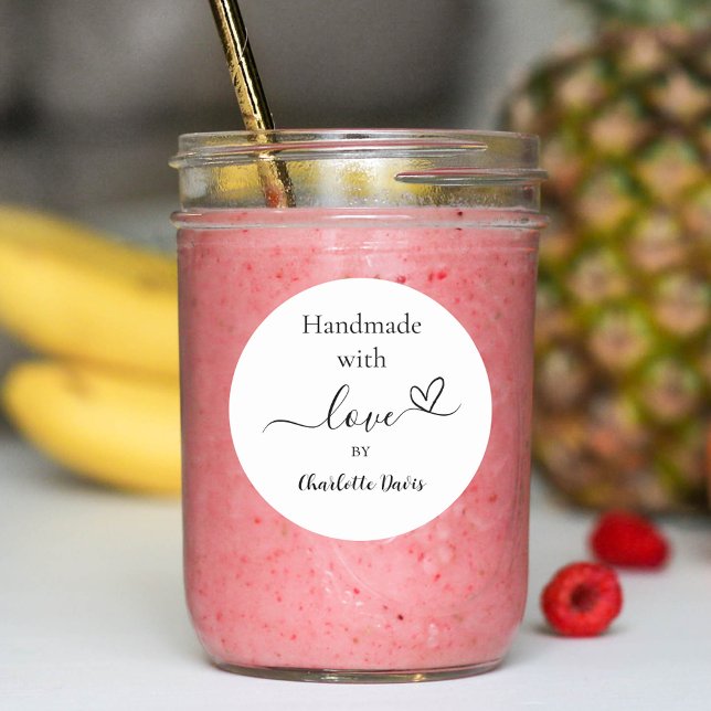 Handmade with love name brand colour classic round sticker (Creator Uploaded)