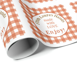Handmade with Love NAME Rust Check Wrapping Paper