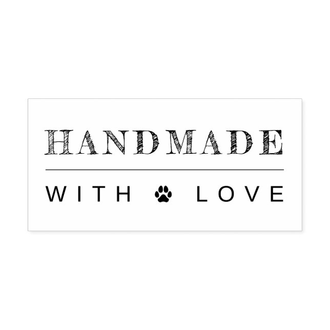 Handmade With Love Paw Print Rubber Stamp (Imprint)