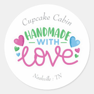 Handmade with Love Personalised Classic Round Sticker