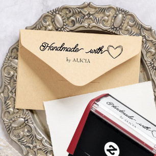 Handmade With Love Personalised Rubber Stamp