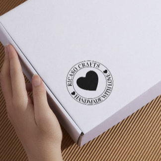 Handmade with love personalised rubber stamp