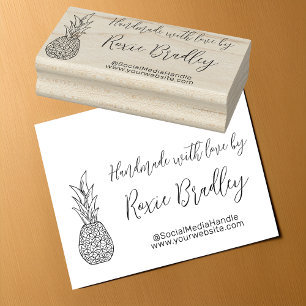 Handmade with Love Pineapple Wooden Art Stamp