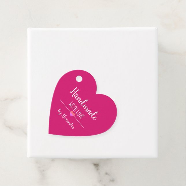 Handmade with love pink favour tags (In Situ)