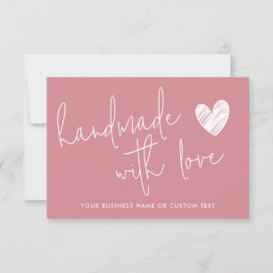 Handmade with Love Pink Thank You Candle Care Card