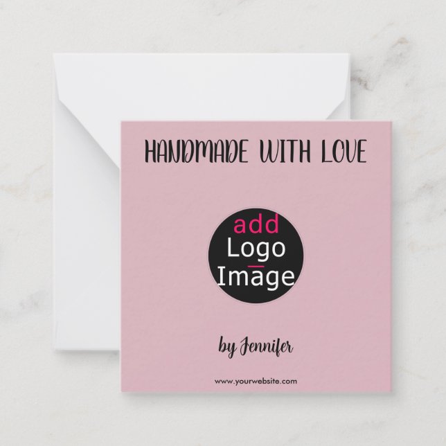 Handmade With Love Professional Customisable Pink Card (Front)