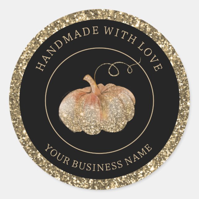 Handmade with Love Pumpkin Classic Round Sticker (Front)