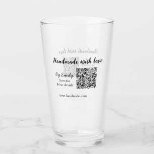 Handmade with love Q R code small business website Glass
