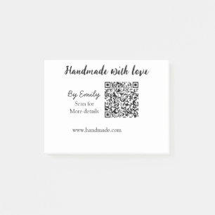 Handmade with love Q R code small business website Post-it Notes