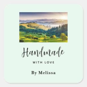 Handmade with Love Rolling Hills Nature Photo Square Sticker