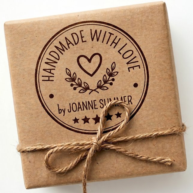 Handmade With Love - Round E-Commerce Branding Rubber Stamp (Creator Uploaded)