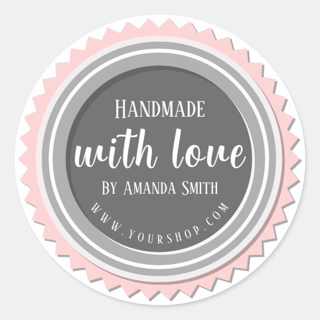 Handmade With Love Round Sticker (Front)