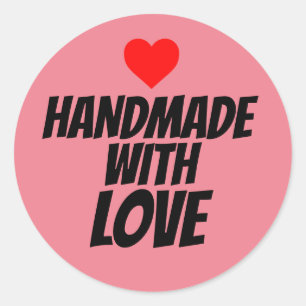 HANDMADE WITH LOVE ROUND STICKERS