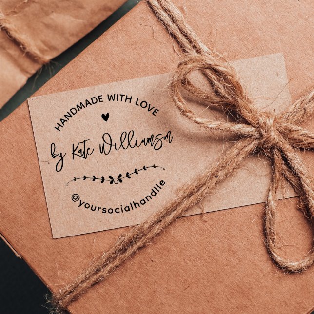 Handmade With Love | Rustic Heart & Leaves Wreath  Rubber Stamp (Creator Uploaded)