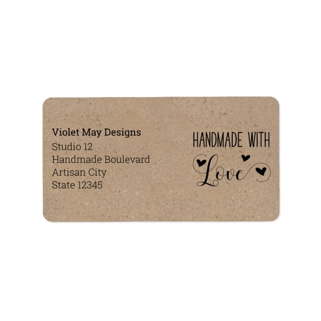 Handmade with Love Rustic Kraft Return Address Label (Front)