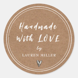 Handmade with love Rustic Modern Classic Round Sticker
