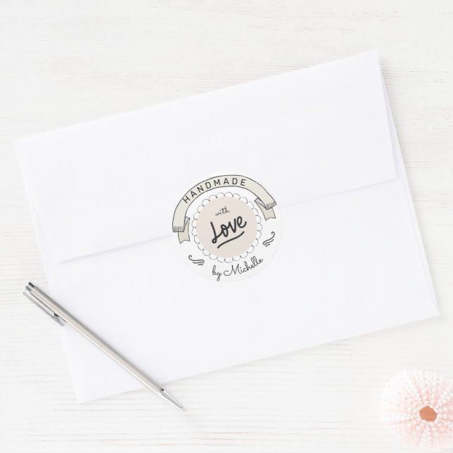Handmade With Love Rustic Vintage Sticker (Envelope)