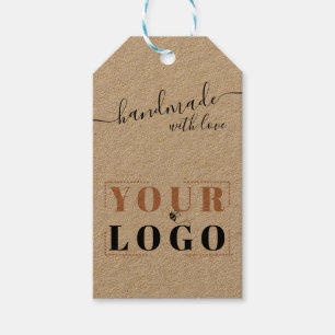 Handmade with Love Script   Add Your Own Logo Gift Tags