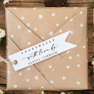 Handmade with Love Script Heart Personalised  Rubber Stamp