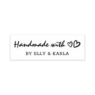 Handmade with Love Script Heart Personalised Self-inking Stamp
