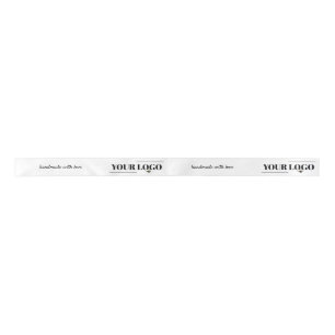 Handmade with Love Script My Logo Custom White Satin Ribbon