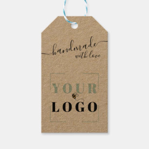 Handmade with Love Script Your Business Logo Gift Tags