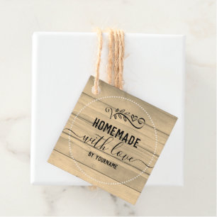 Handmade with Love Sepia Wood Product Favour Tags