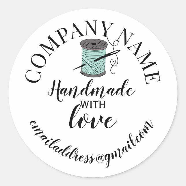 Handmade With Love Sewing Sticker  (Front)